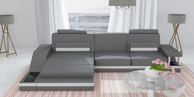 JVmoebel Ecksofa Ecksofa Garnitur Leder Textil Stoff Wohnlandschaft Sofa US günstig online kaufen