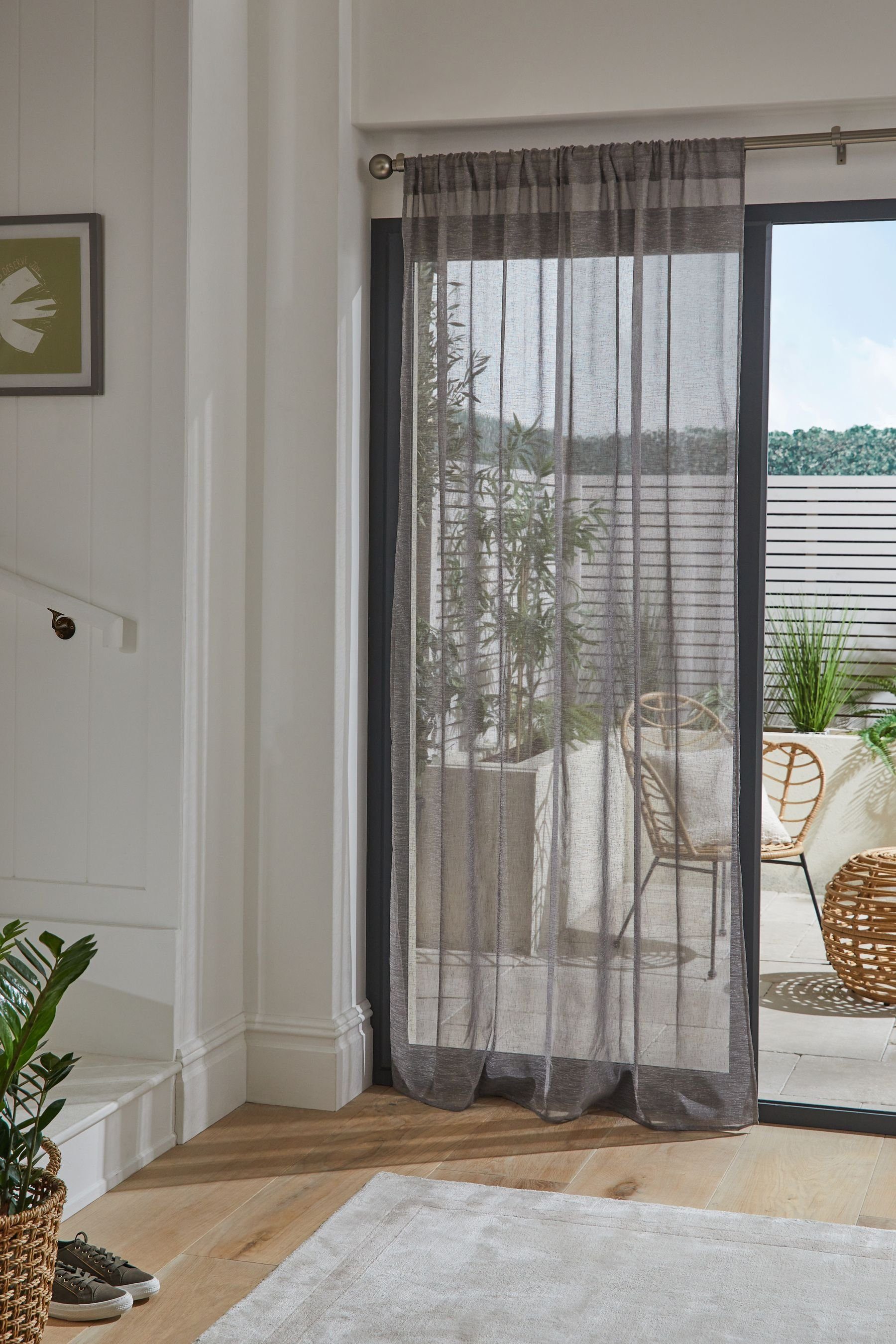 Next Gardine Transparente Voile-Schlaufenvorhänge Leinenoptik, (1 günstig online kaufen