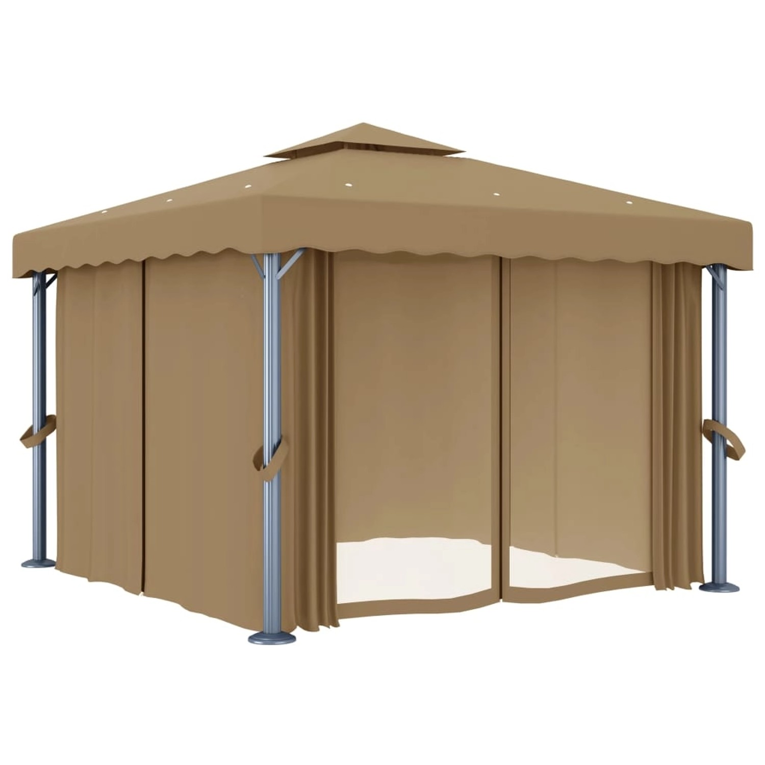 vidaXL Pavillon mit Vorhang 3x3 m Taupe Aluminium günstig online kaufen