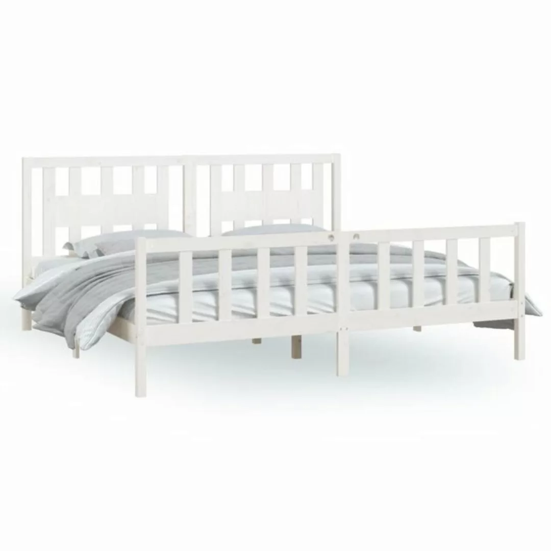 furnicato Bett Massivholzbett mit Kopfteil Weiß Kiefer 180x200 cm günstig online kaufen