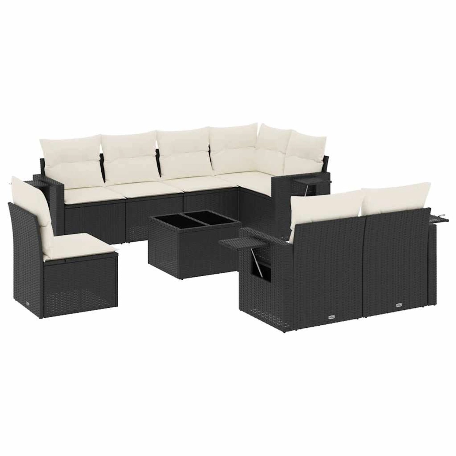 vidaXL 9-Tlg Garten-Sofagarnitur mit Kissen Schwarz Poly Rattan 3252783 günstig online kaufen