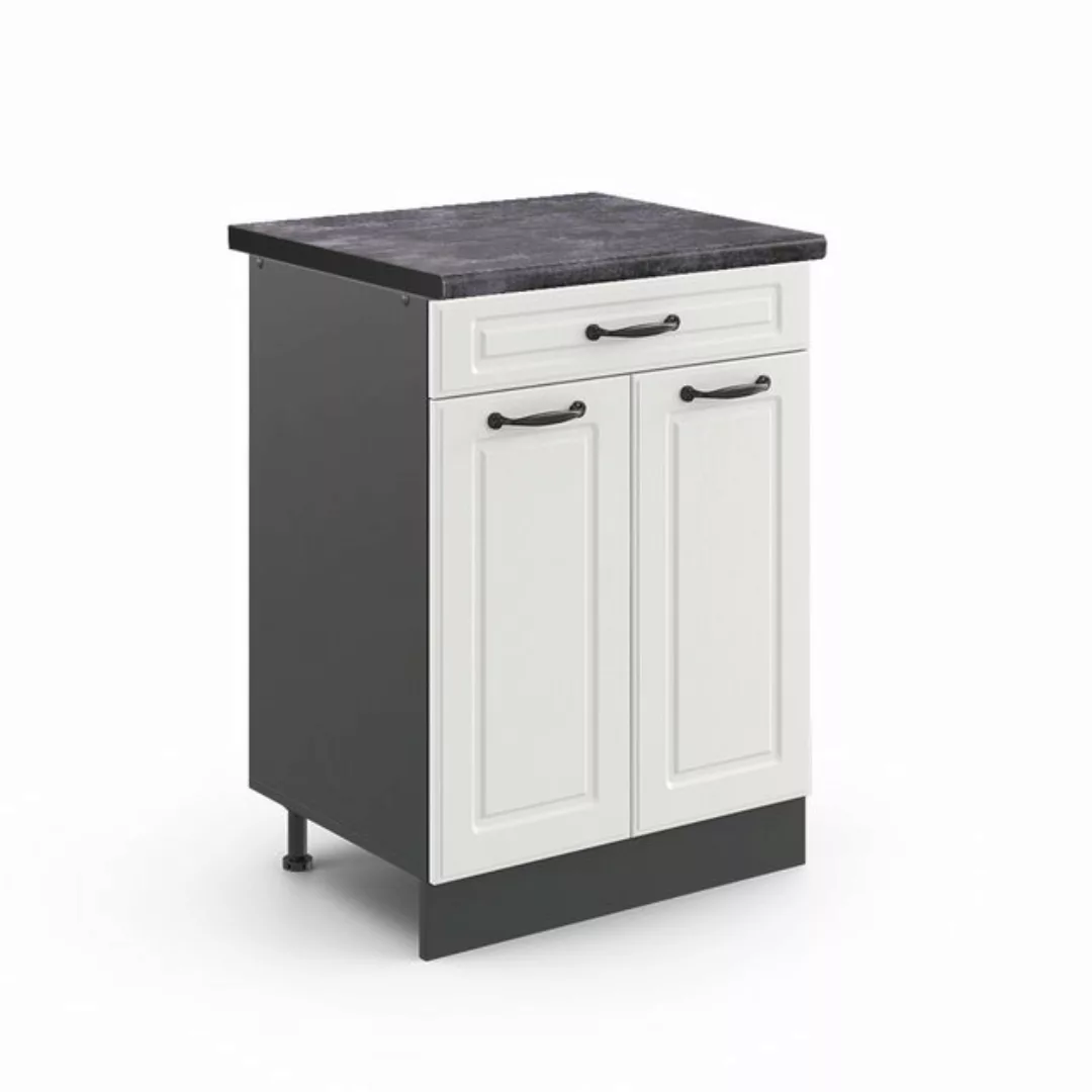 Vicco Unterschrank R-Line, Weiß Landhaus/Anthrazit, 80 cm, AP Anthrazit günstig online kaufen