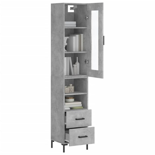 vidaXL Vitrine Highboard Betongrau 34,5x34x180 cm Spanplatte Glas Vitrine günstig online kaufen