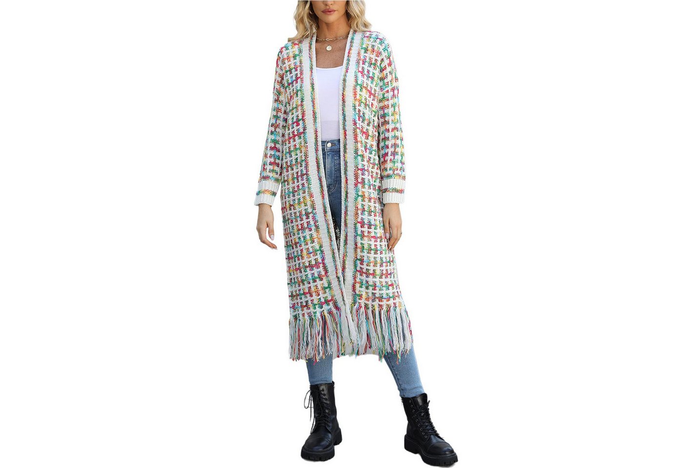 Zoclack Strickjacke Strickjacke Lang Geschnitten Boho-Cardigan für Damen Qu günstig online kaufen