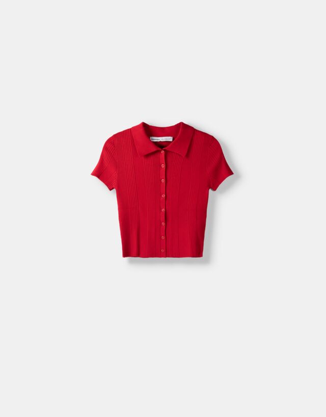 Bershka Poloshirt Mit Knöpfen Und Kurzen Ärmeln Bskteen M Rot günstig online kaufen