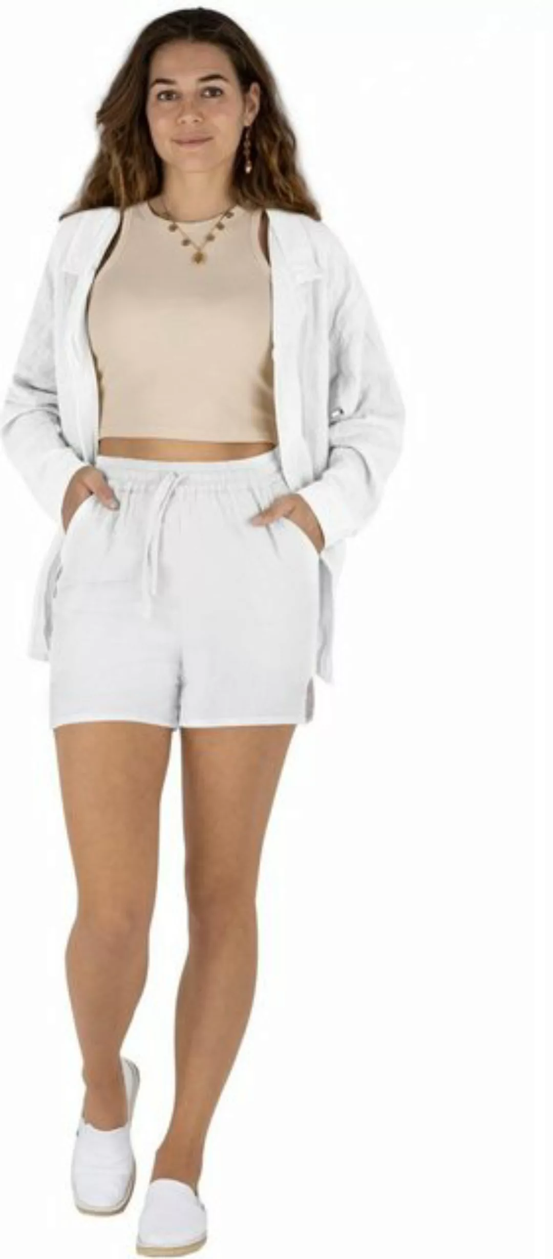 Janice Shorts Damen Musselin Hemdbluse mit kurzer Hose Sommerbluse Bluse mi günstig online kaufen