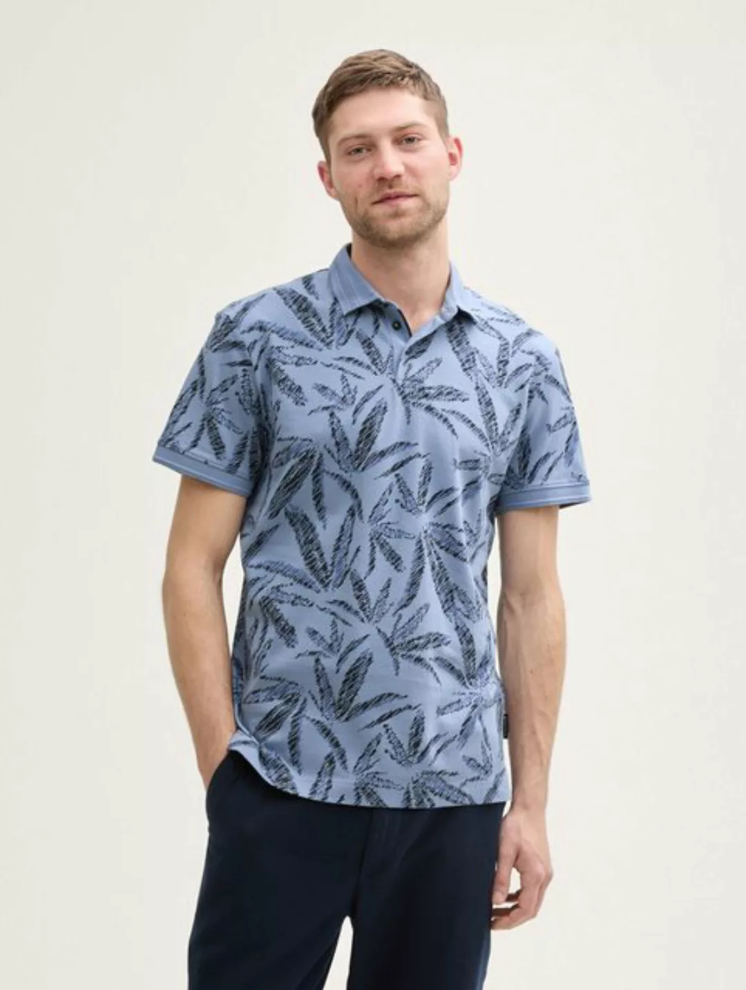 TOM TAILOR Poloshirt Piqué Poloshirt mit Palmen-Print günstig online kaufen