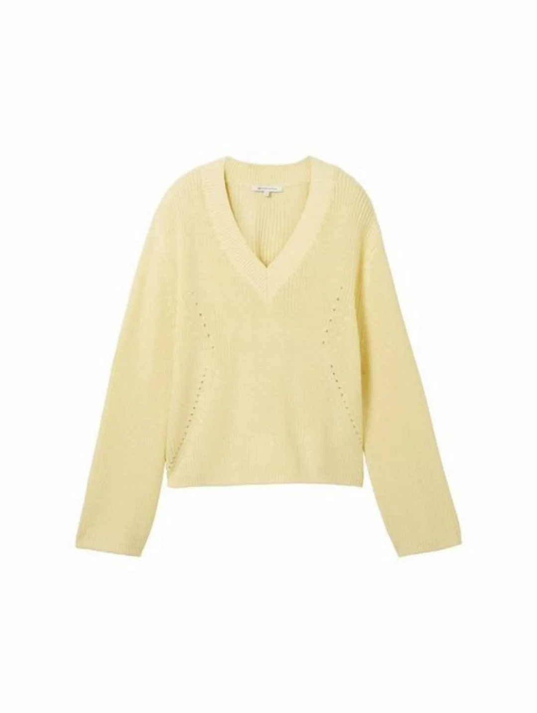 TOM TAILOR Denim Sweatshirt structured v-neck pullover, light yellow günstig online kaufen