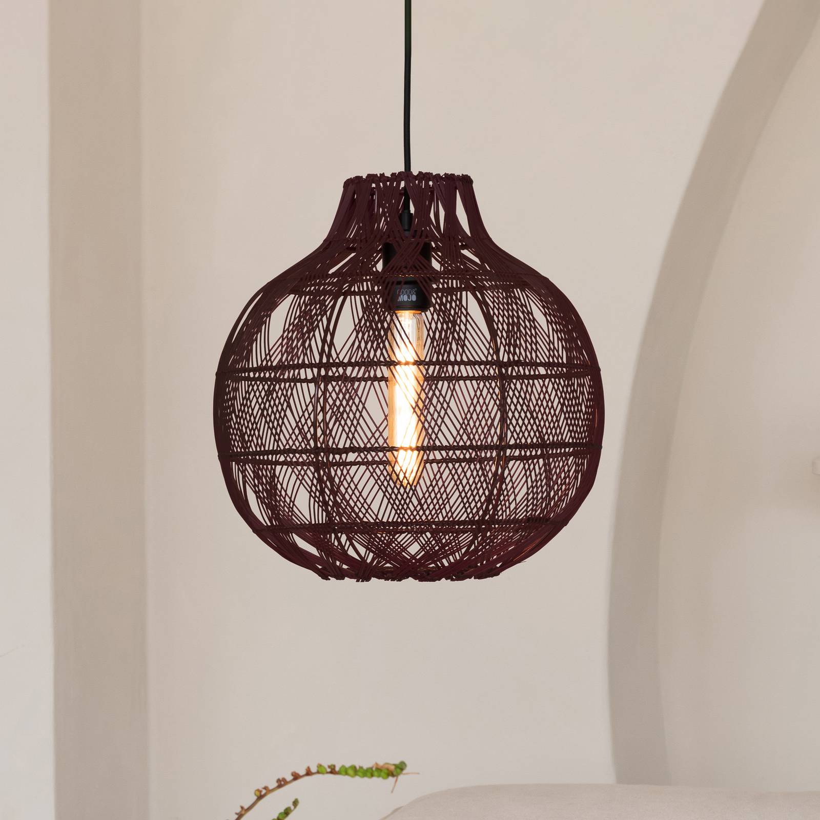 GOOD & MOJO Hängeleuchte Mendoza, rot, Ø 35 cm, Bambus, E27 günstig online kaufen