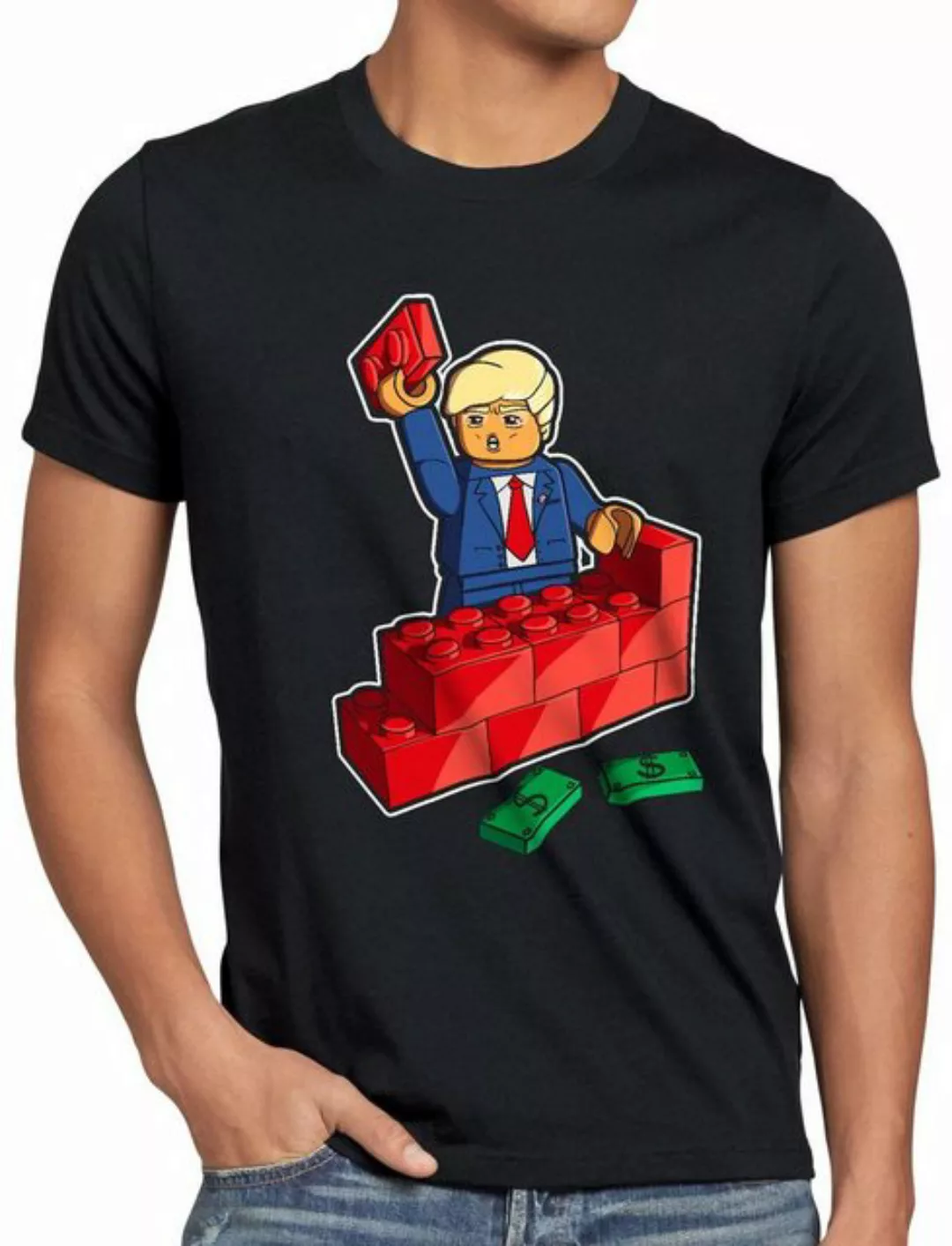 style3 T-Shirt Baustein Präsident usa vereinigte staaten mauer donald trump günstig online kaufen