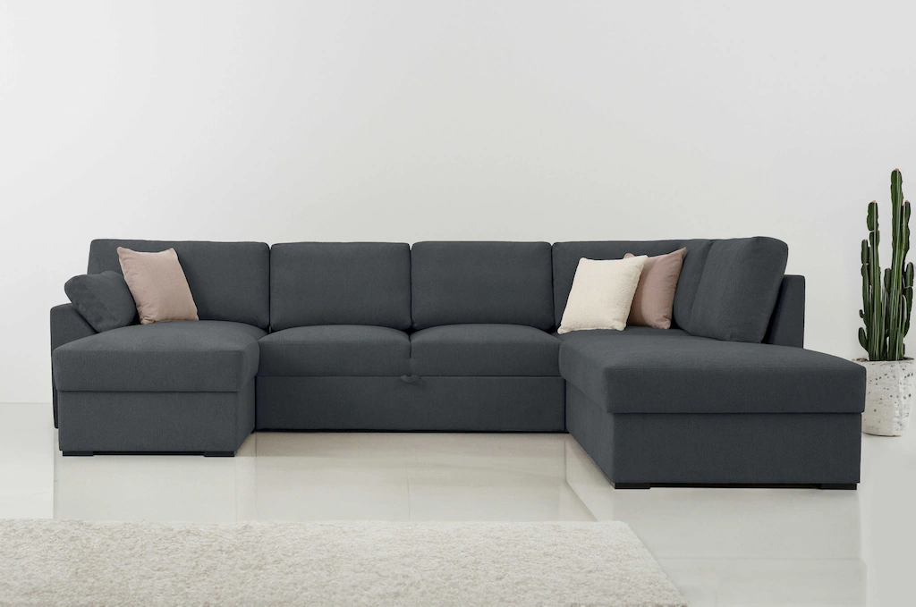 Home affaire Wohnlandschaft "Citry", Breite 309 cm, Chenille, Bettfunktion, günstig online kaufen