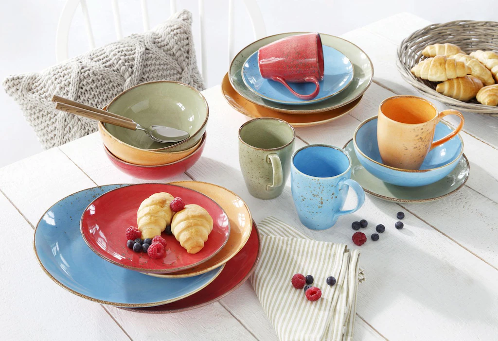 CreaTable Kombiservice »Geschirr-Set NATURE COLLECTION Summer«, (Set, 16 tl günstig online kaufen