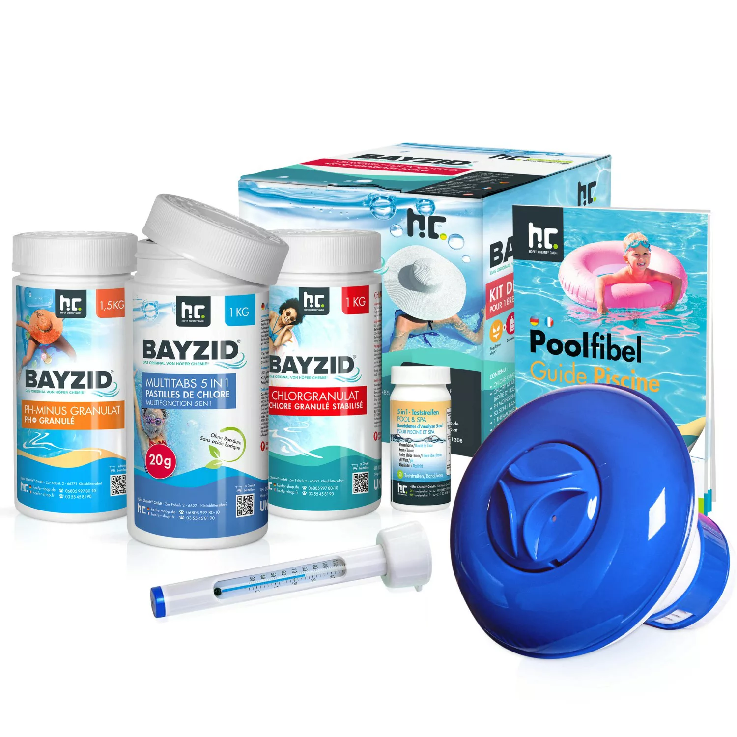 Bayzid Pool Starterset 7tlg Wasserpflege durch Chlor Ph Minus und Multitabs günstig online kaufen