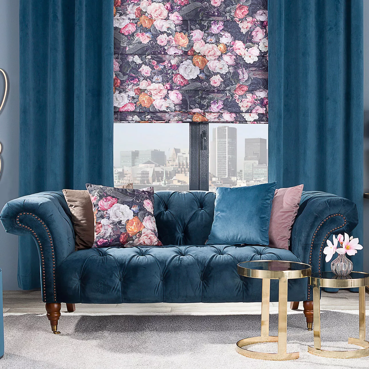 Sofa Chesterfield Glamour Velvet Midnight 2-Sitzer, 187 x 94 x 75 cm günstig online kaufen