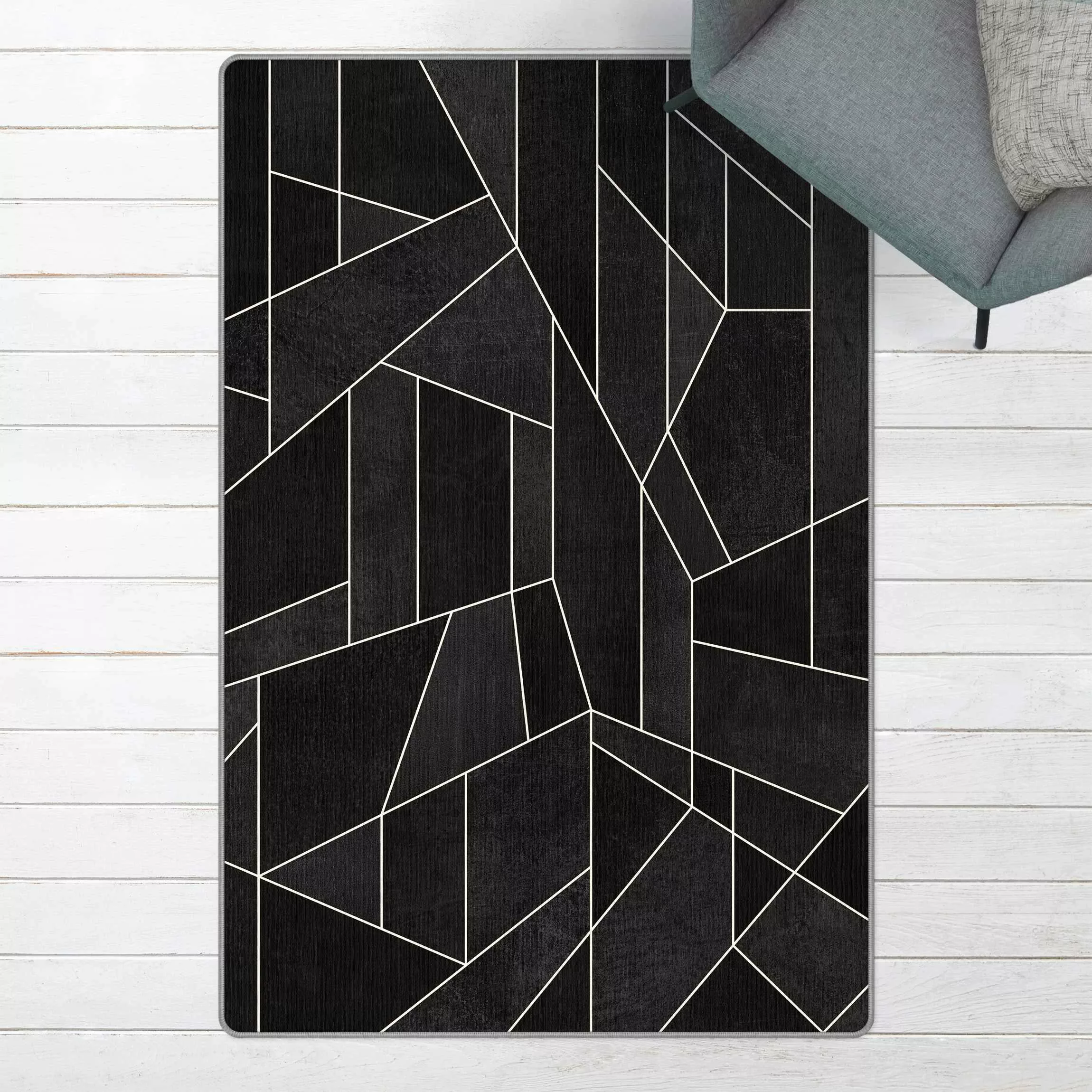 Teppich Schwarz Weiß Geometrie Aquarell günstig online kaufen