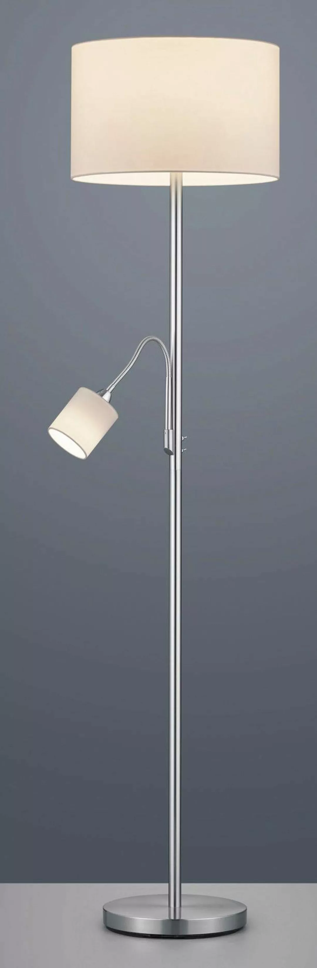 Stehlampe HOTEL Nickel Matt 1 Stück Metall / Stoff Hellgrau, Weiß günstig online kaufen