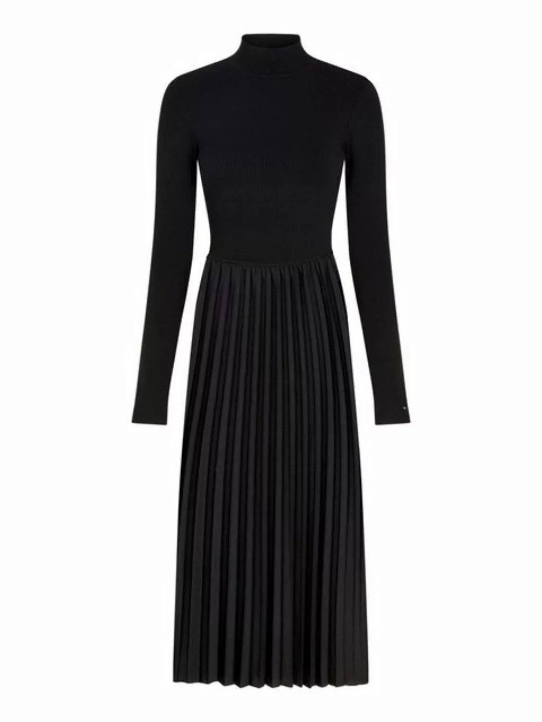 Tommy Hilfiger Blusenkleid RIB MIX F&F PLEATED DRESS LS mit Falten, Rippopt günstig online kaufen