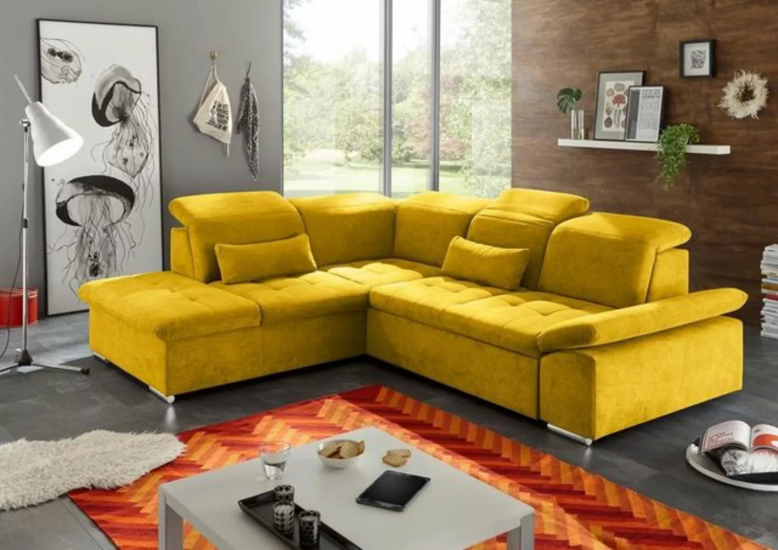 ED EXCITING DESIGN Ecksofa Wayne, mit Schlaffunktion & Bettkasten, 2x Niere günstig online kaufen