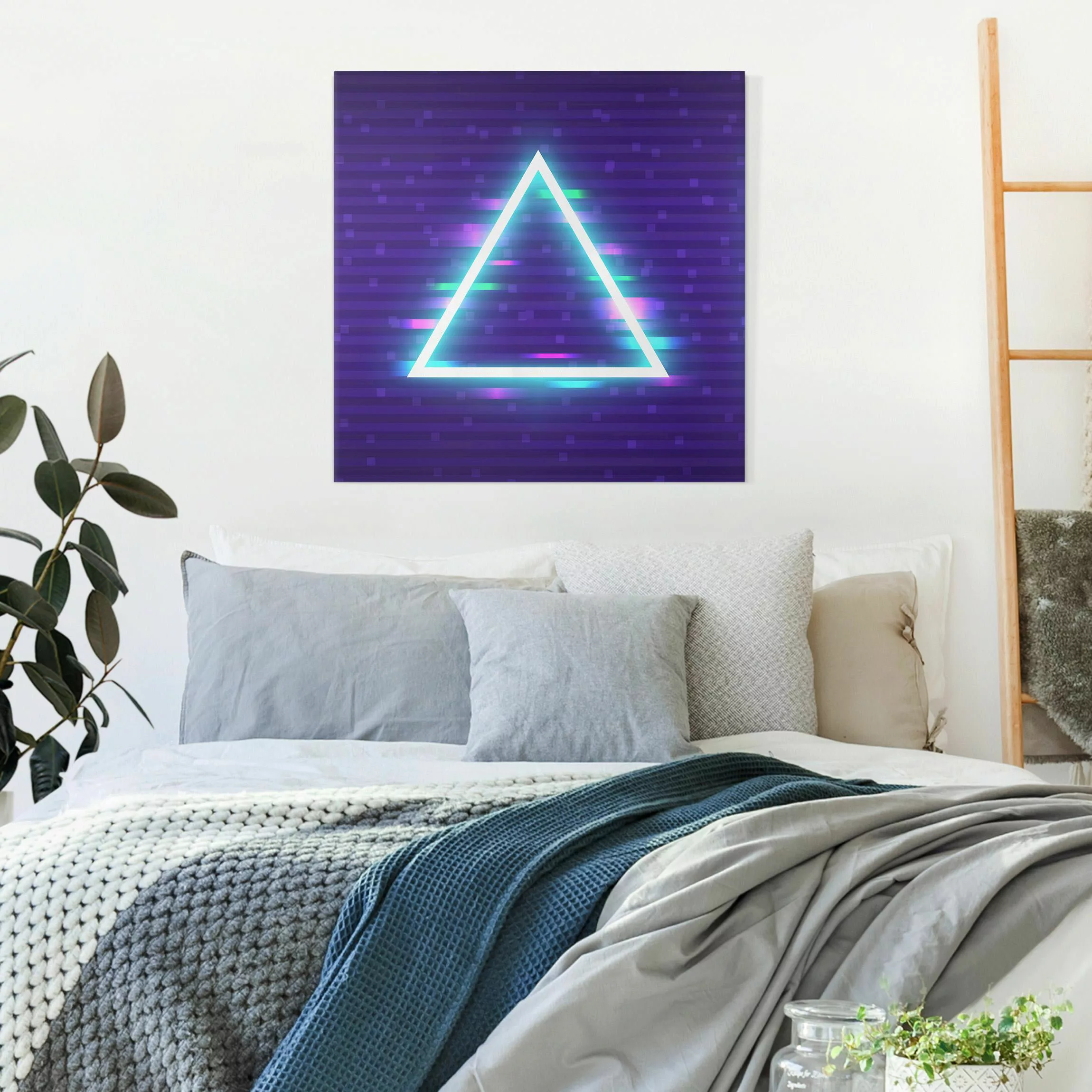 Leinwandbild Geometrisches Dreieck in Neonfarben günstig online kaufen