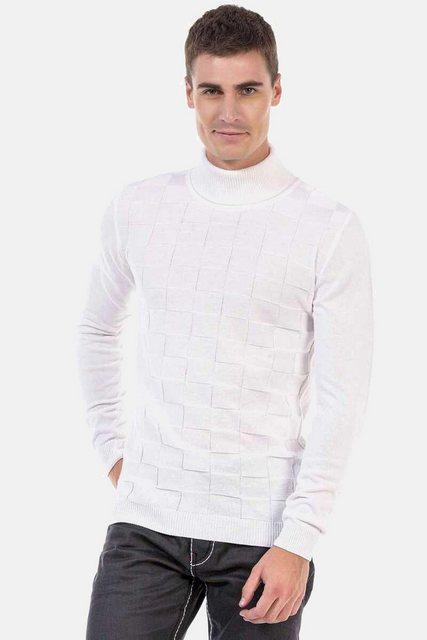 Cipo & Baxx Rollkragenpullover "Pullover", mit kariertem Strickmuster, CP24 günstig online kaufen