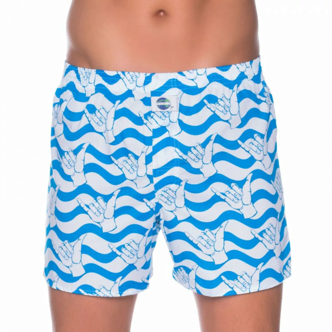 D.E.A.L International Boxershorts Blau Weiß mit Hang Loose Motiv günstig online kaufen