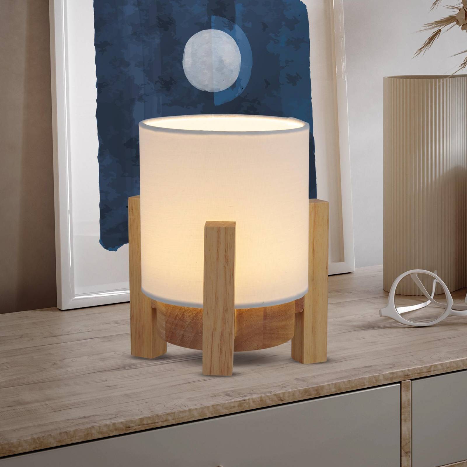 LED-Tischleuchte Madita, Höhe 19 cm, natur/weiß günstig online kaufen