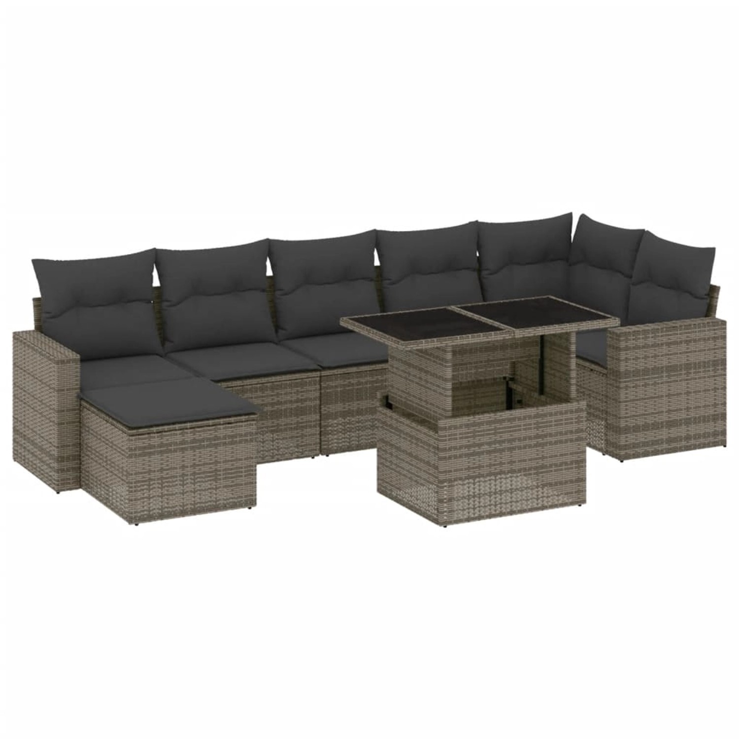 vidaXL 8-tlg Garten-Sofagarnitur mit Kissen Grau Poly Rattan Modell 142 günstig online kaufen