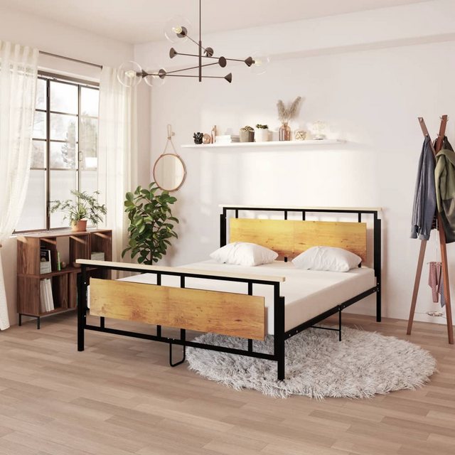 vidaXL Bettgestell Bett Metall 160x200 cm Bettrahmen Bettgestell günstig online kaufen