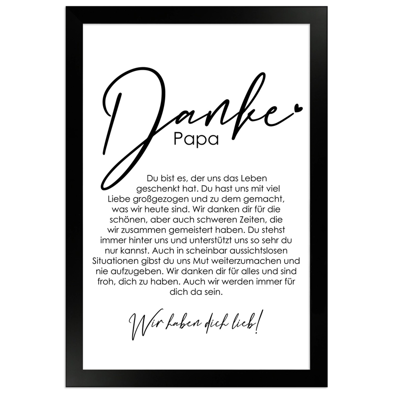 WANDStyle Gerahmtes Poster Danke Papa 20 x 30 cm Geschenkidee für Mehrere P günstig online kaufen