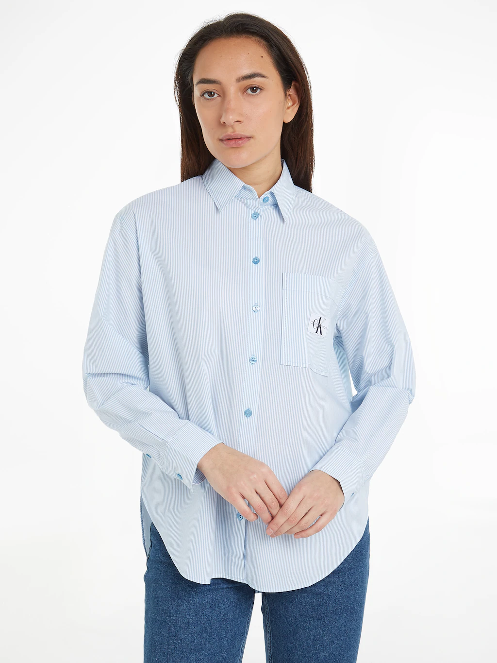 Calvin Klein Jeans Hemdbluse "WOVEN LABEL RELAXED SHIRT", mit Logomarkenlab günstig online kaufen