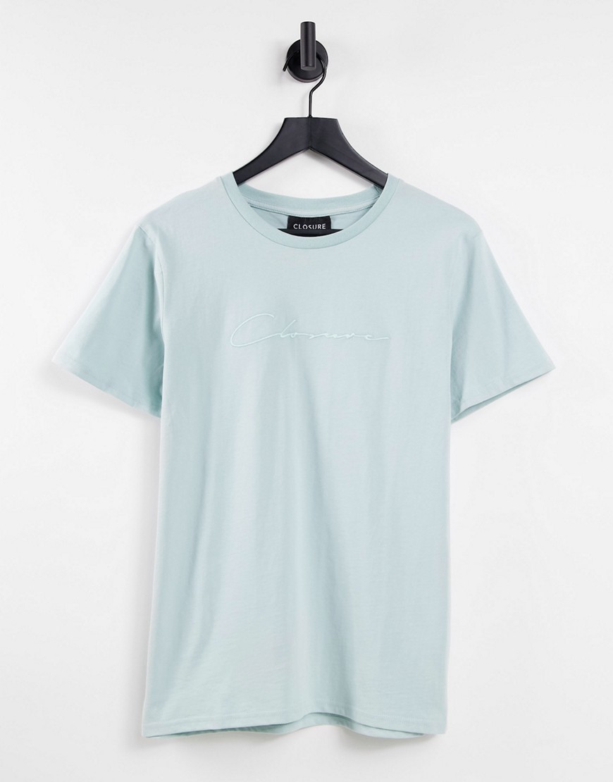 Closure – T-Shirt in Hellgrün mit Logoprint günstig online kaufen