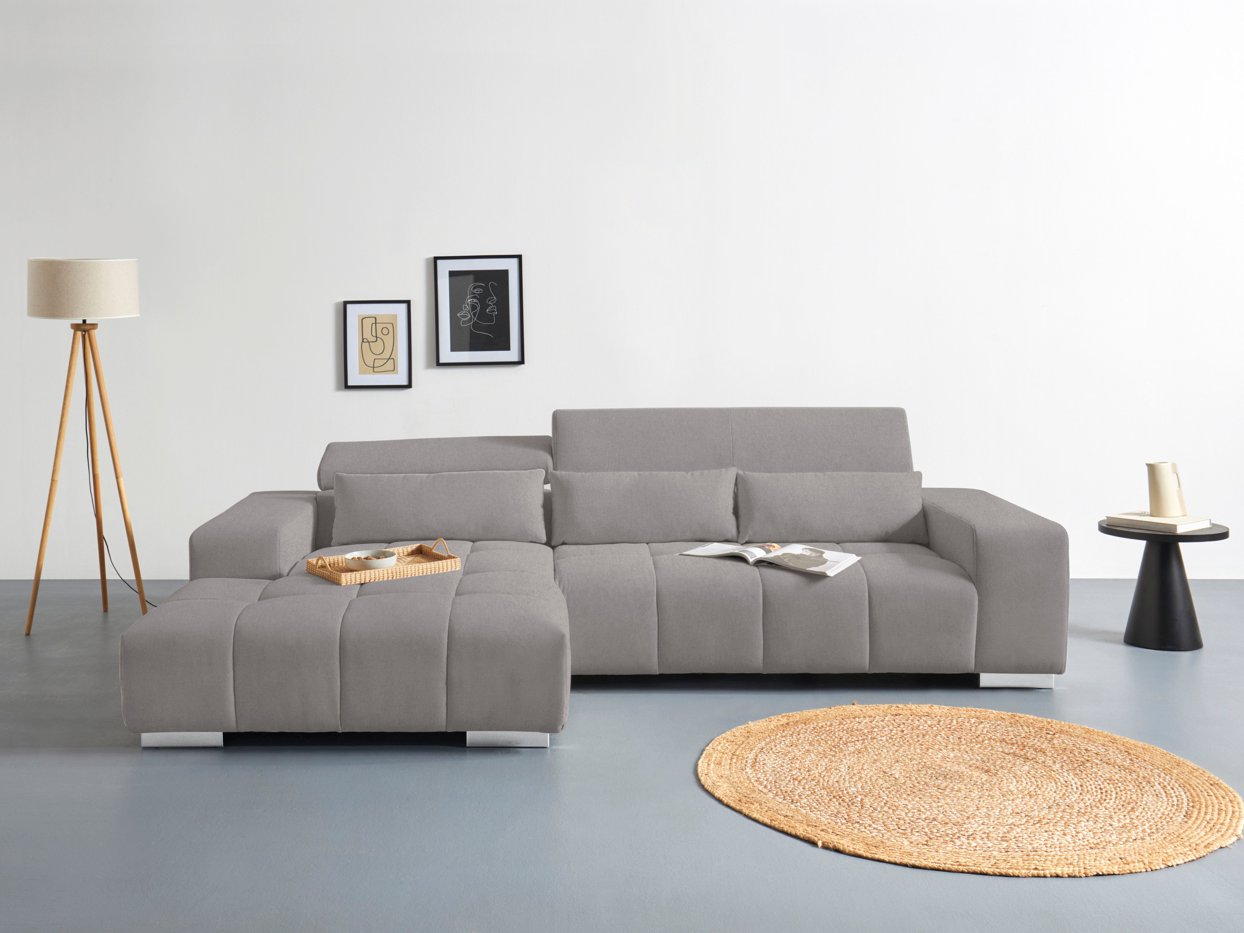 COTTA Ecksofa "Orion L-Form", mit Kopfteilverstellung & 3 Nierenkissen günstig online kaufen