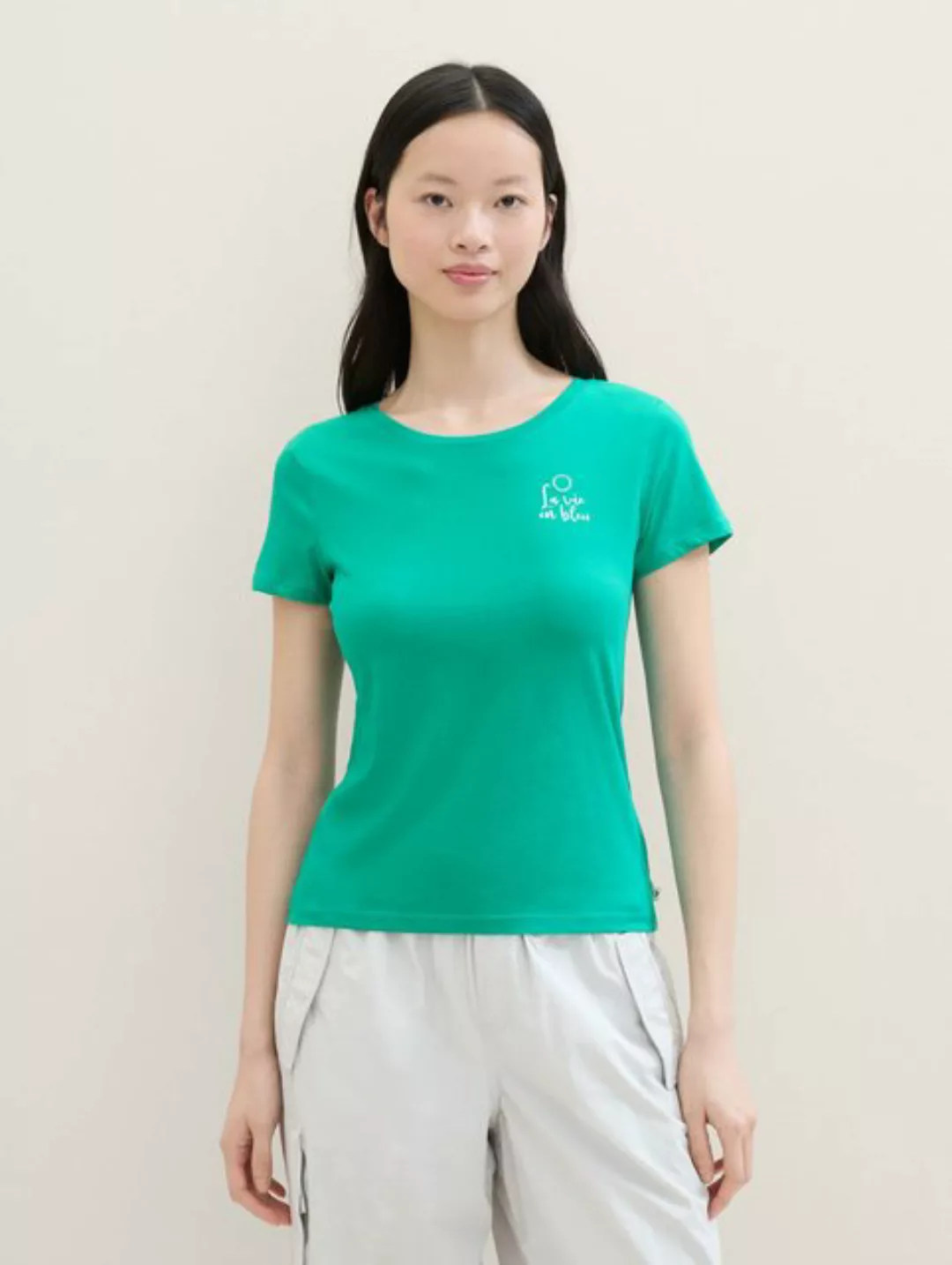 TOM TAILOR Denim Langarmshirt Print T-Shirt mit Bio-Baumwolle günstig online kaufen