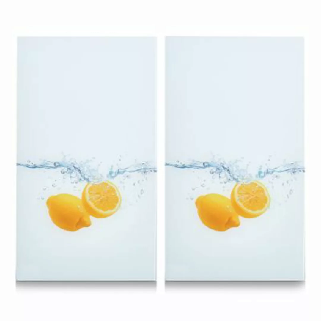 Neuetischkultur Herdabdeckplatten Set 2-tlg., Glas Lemon Splash gelb/weiß günstig online kaufen