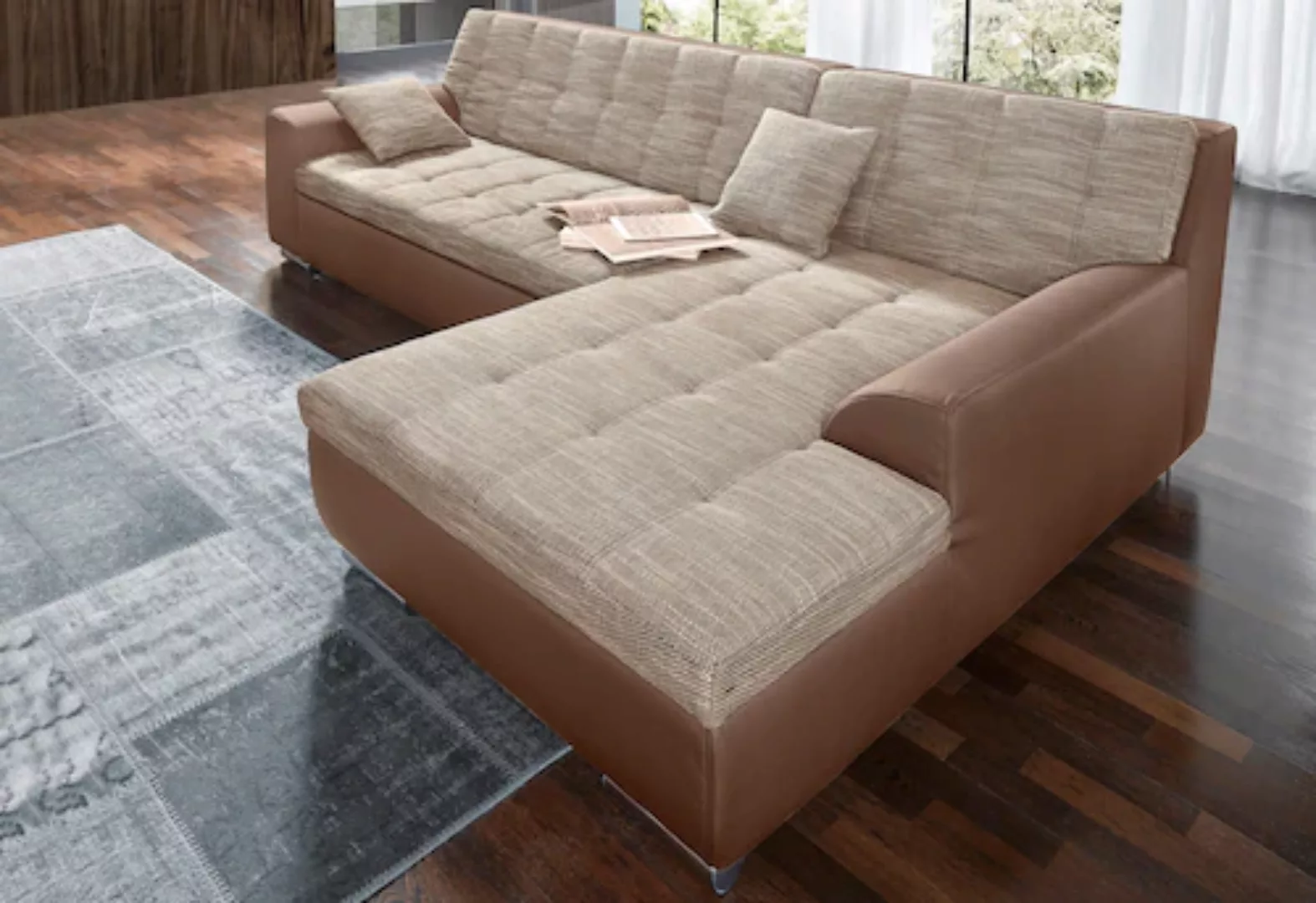 DOMO collection Ecksofa Treviso, wahlweise mit Bettfunktion, incl. Zierkiss günstig online kaufen