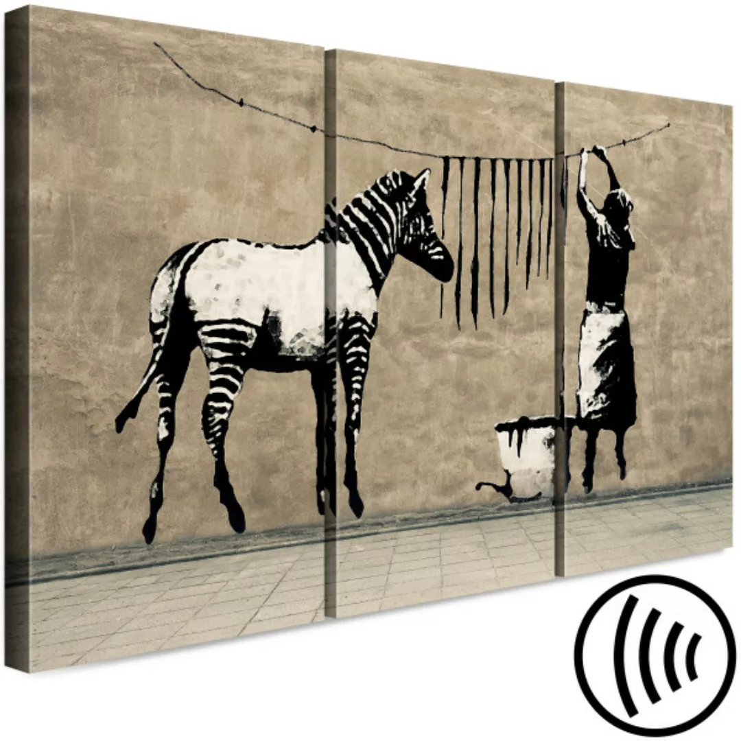 Leinwandbild Banksy: Washing Zebra on Concrete (3 Parts) XXL günstig online kaufen