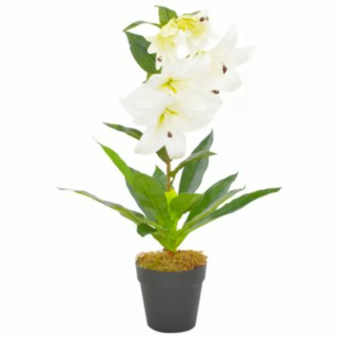 vidaXL Künstliche Lilie mit Topf Weiß 65 cm Dekorationspflanze grün günstig online kaufen