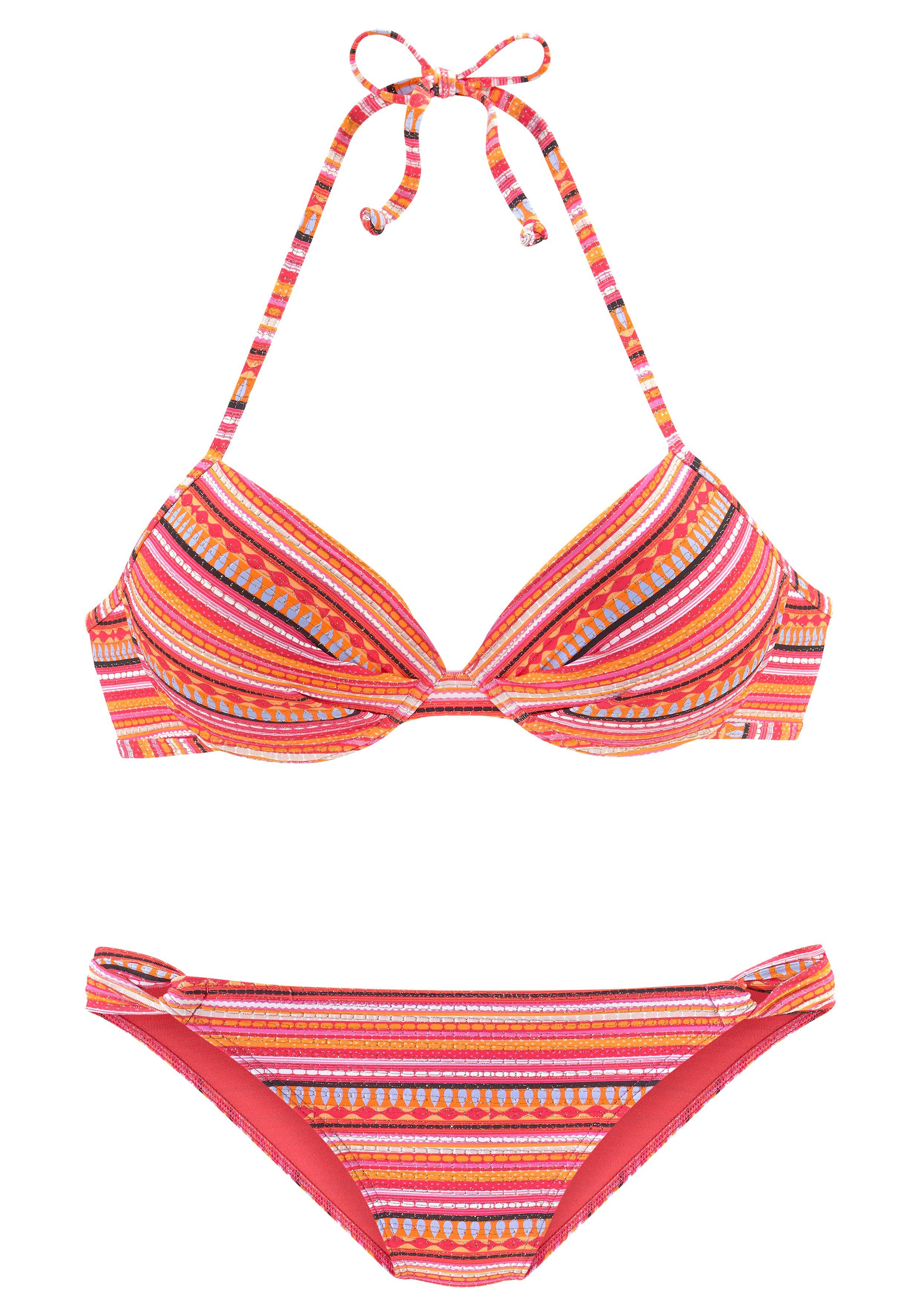 LASCANA Push-Up-Bikini mit goldfarbenen Glitzerstreifen günstig online kaufen