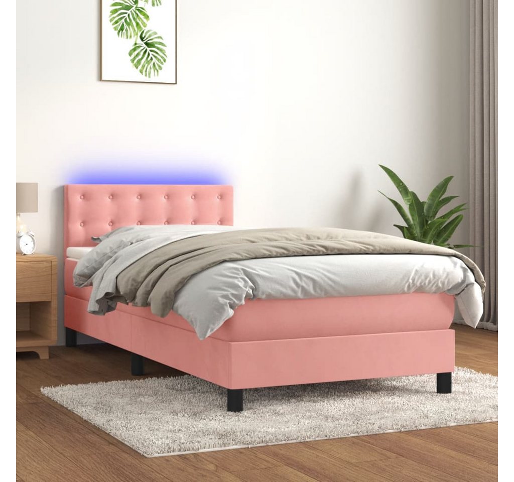 vidaXL Boxspringbett Bett Boxspringbett mit Matratze & LED Samt (100 x 200 günstig online kaufen