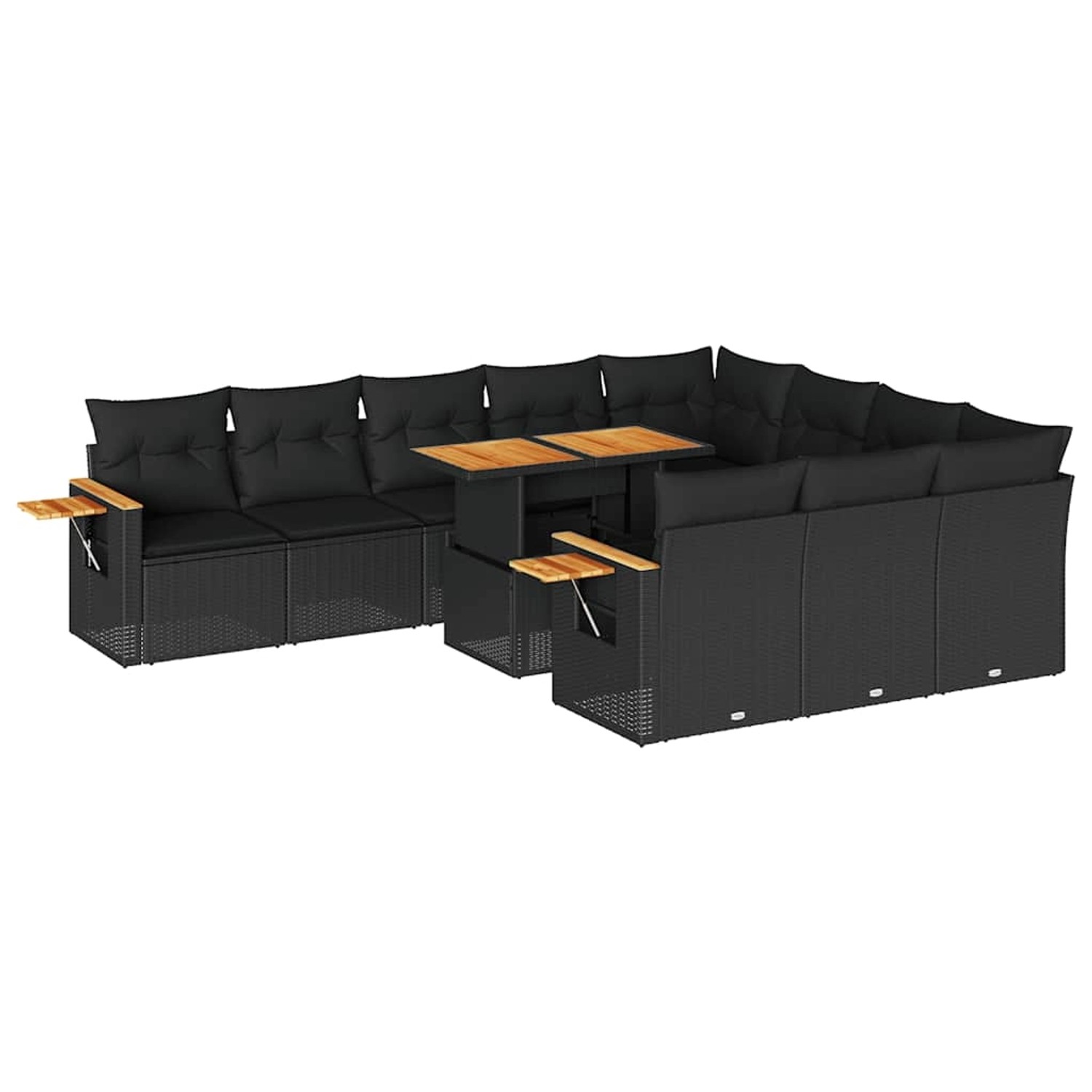 vidaXL 11-Tlg Garten-Sofagarnitur mit Kissen Schwarz Poly Rattan 3327646 günstig online kaufen