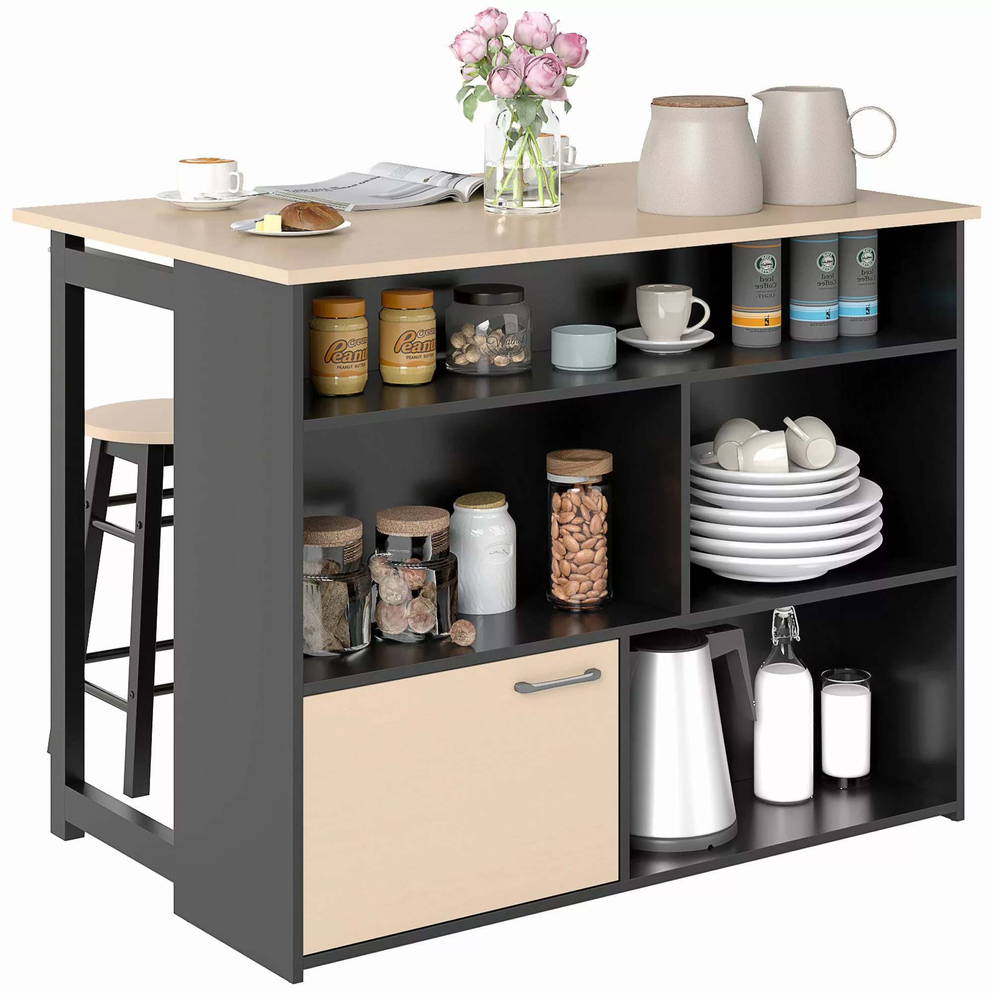 HOMCOM Bargruppe Bartisch mit Barhocker Set, günstig online kaufen
