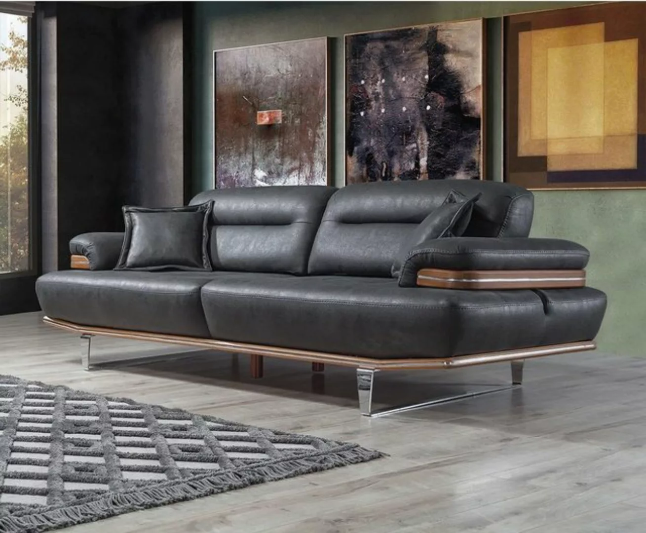 JVmoebel Sofa Dreisitzer Luxus Sofa 3 Sitz Sofas Sitz Leder Design Couch Mö günstig online kaufen