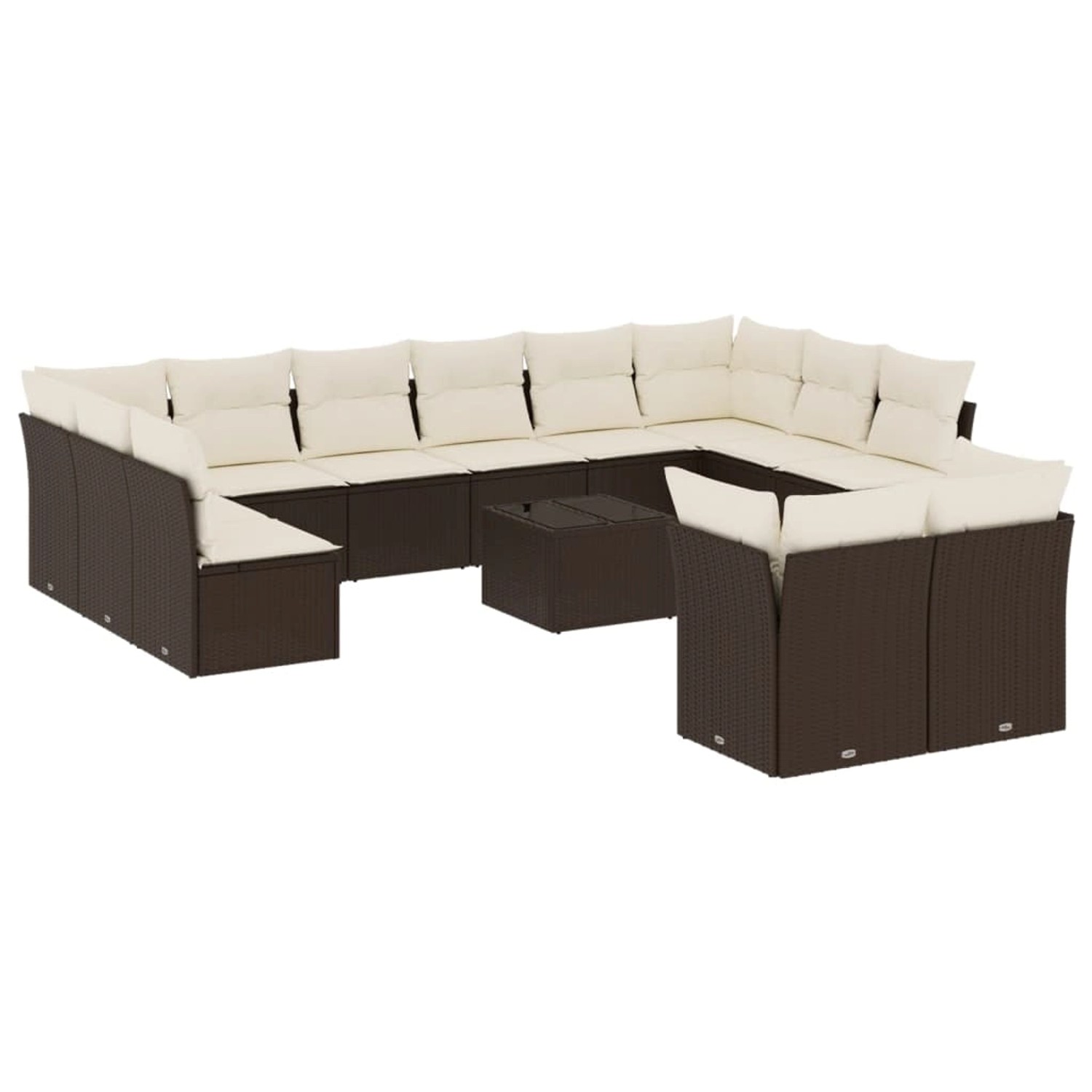 vidaXL 13-Tlg Garten-Sofagarnitur mit Kissen Braun Poly Rattan 3250282 günstig online kaufen