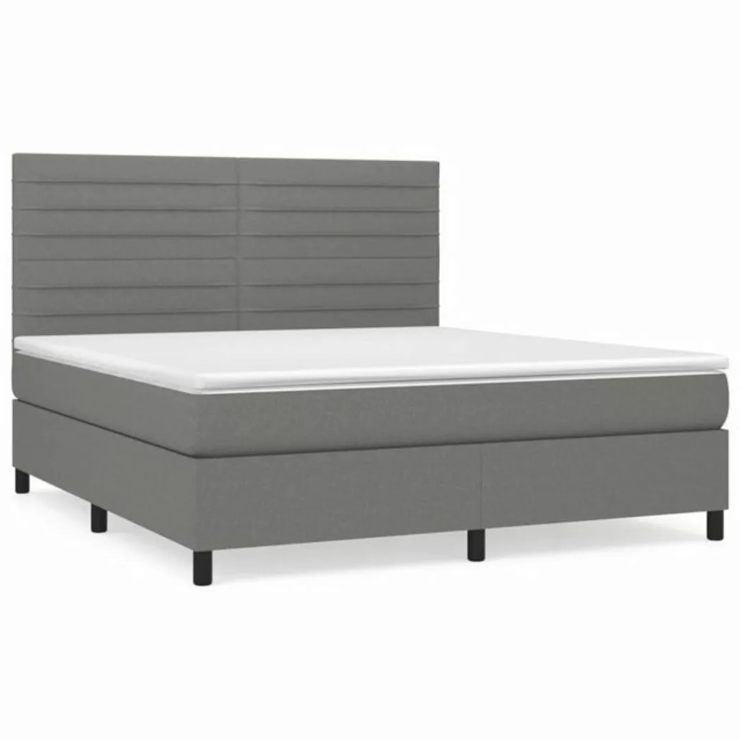 vidaXL Boxspringbett Boxspringbett mit Matratze Dunkelgrau 180x200 cm Stoff günstig online kaufen