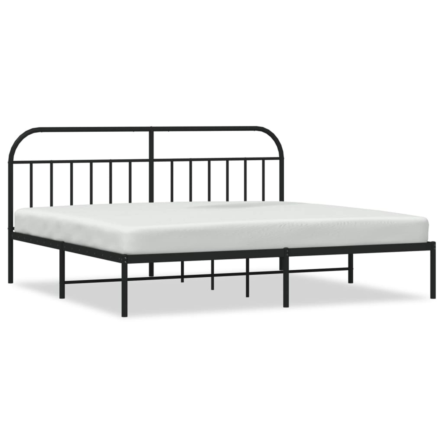 vidaXL Bettgestell, Bettrahmen mit Kopfteil Metall Schwarz 193x203 cm günstig online kaufen