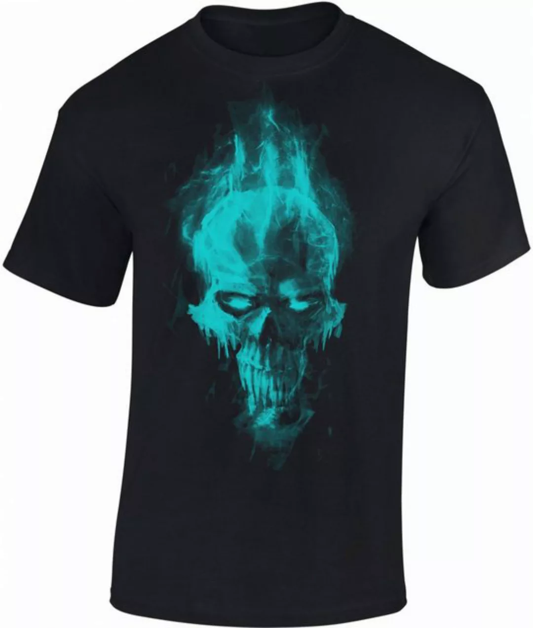 Baddery Print-Shirt Totenkopf Shirt - "Dämon Schädel" - Horror Skull Hallow günstig online kaufen