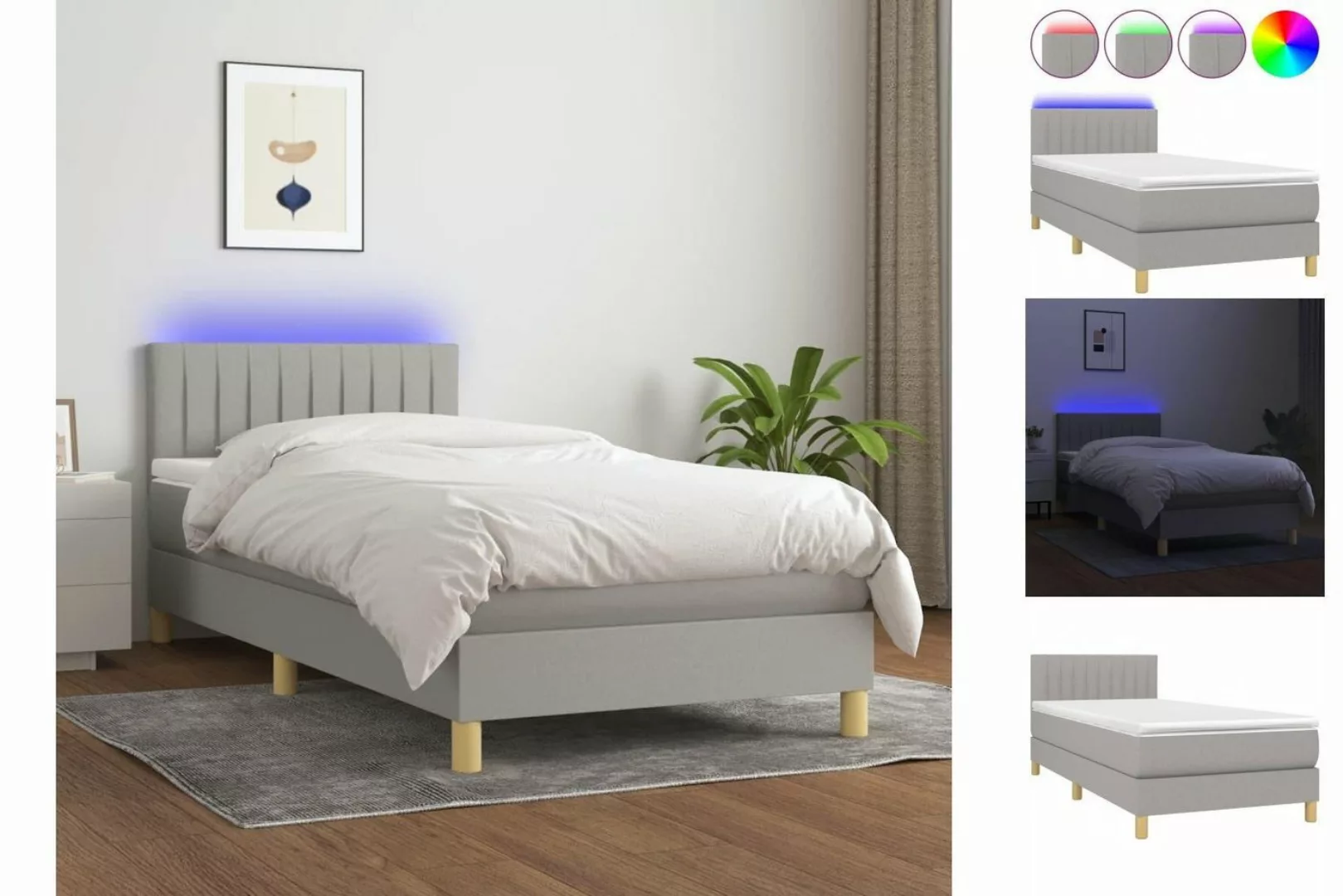 vidaXL Boxspringbett Bett Boxspringbett komplett mit Matratze & LED Stoff ( günstig online kaufen