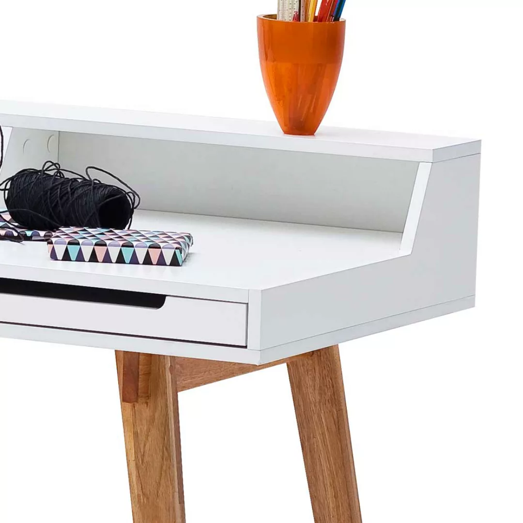 Design Schreibtisch in Buche Weiß 110 cm breit günstig online kaufen