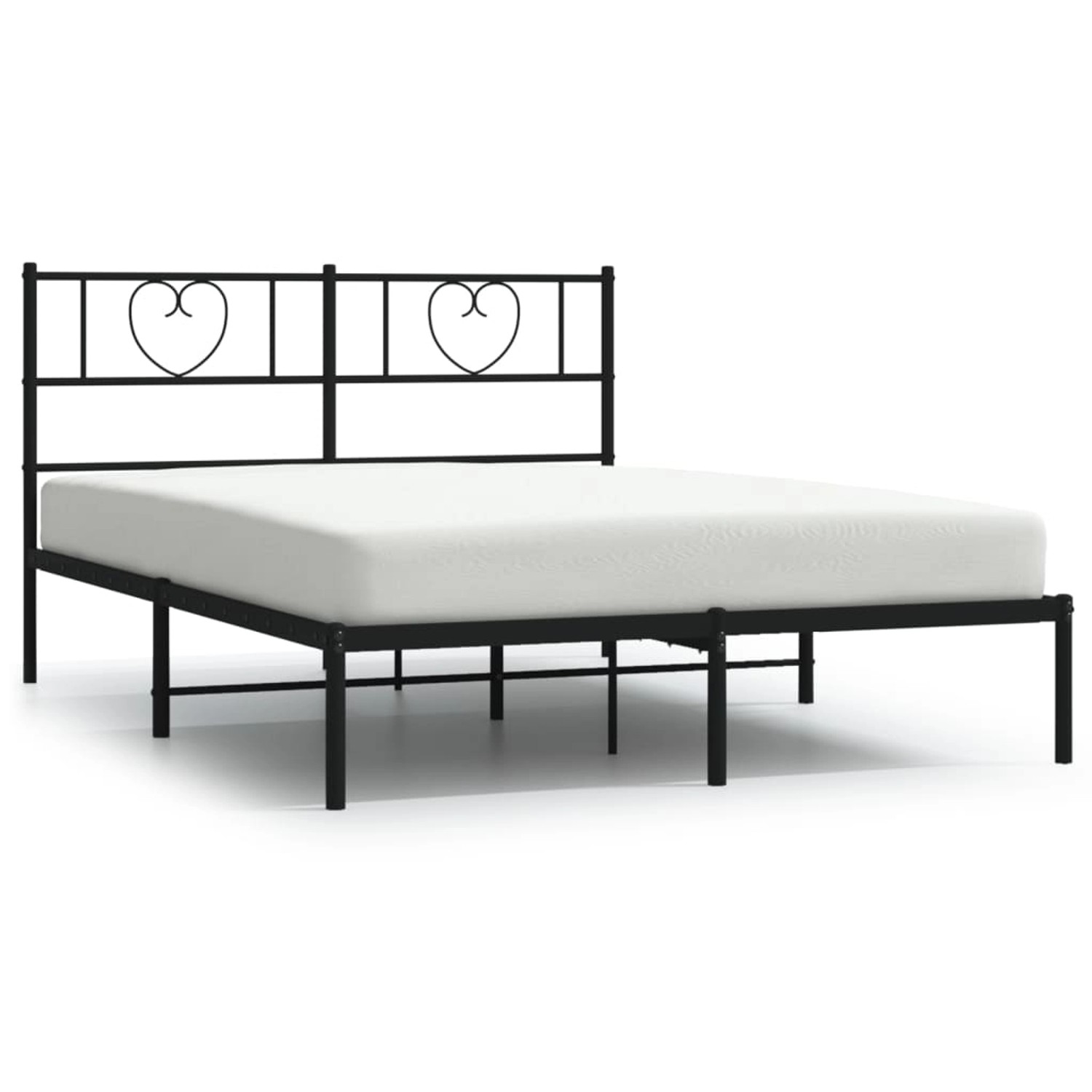 vidaXL Bettgestell, Bettrahmen mit Kopfteil Metall Schwarz 135x190 cm günstig online kaufen