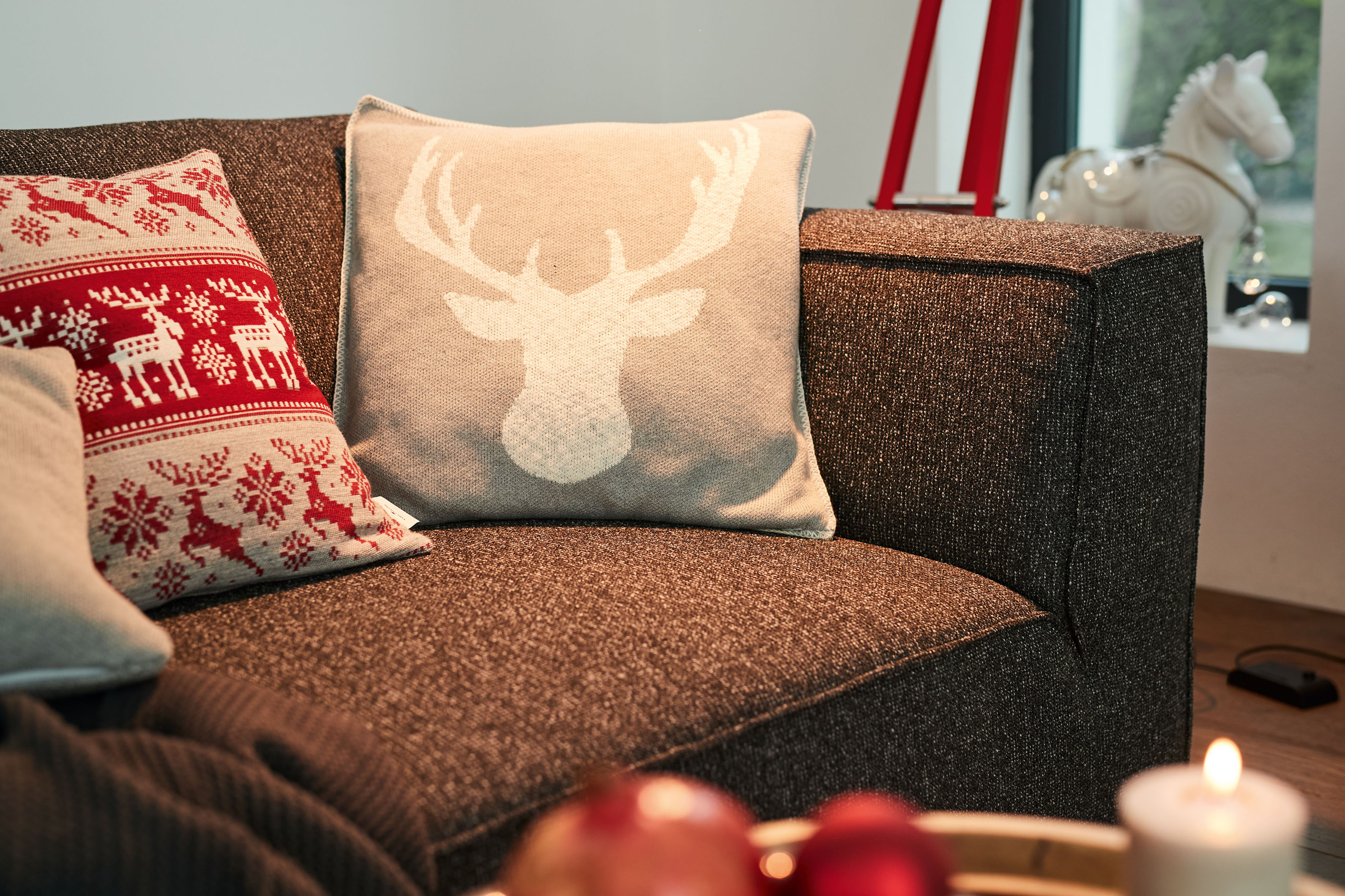 TOM TAILOR HOME Dekokissen »Knitted Reindeerhead«, Gestrickte Kissenhülle o günstig online kaufen